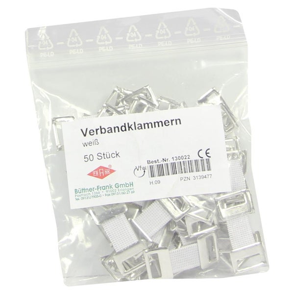 Verbandklammern weiß mit Gummiband 50 St