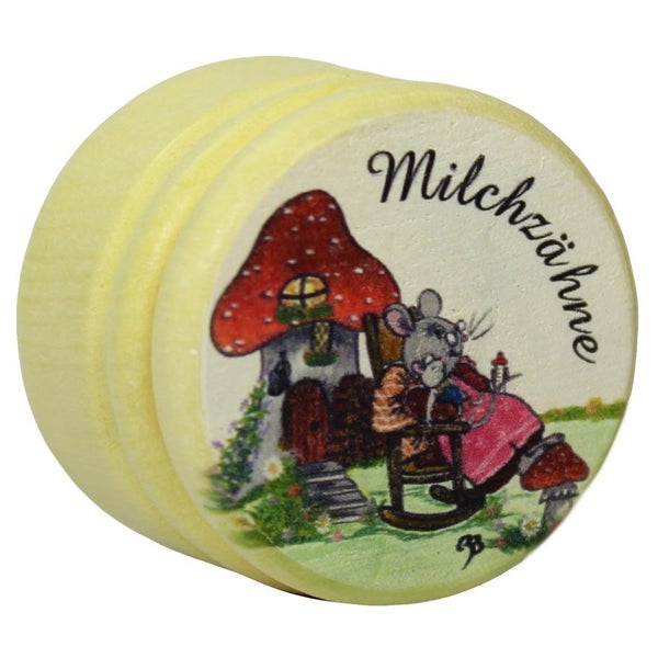 Milchzahndose Holz bunt mit Bild groß 1 St
