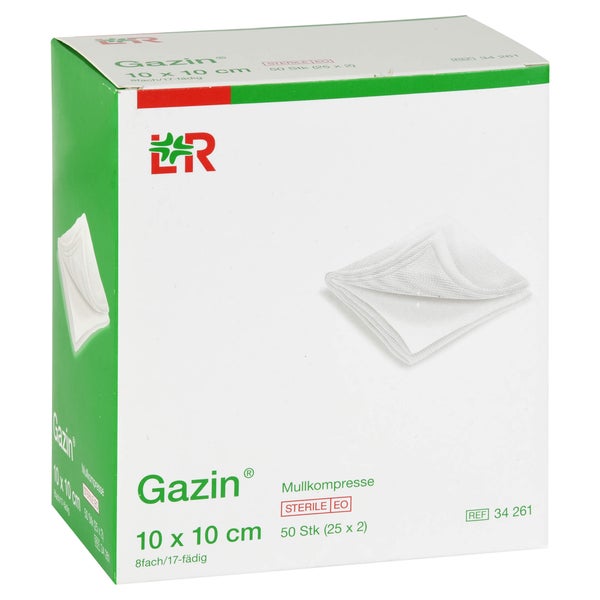 Gazin Mullkomp.10x10 cm steril 8fach 25X2 St