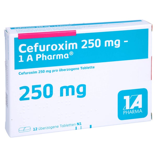 CEFUROXIM 250 mg-1A Pharma überzogene Tabletten 12 St