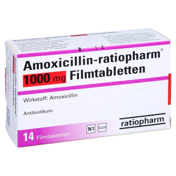 AMOXICILLIN-ratiopharm 1000 mg Filmtabletten 14 St