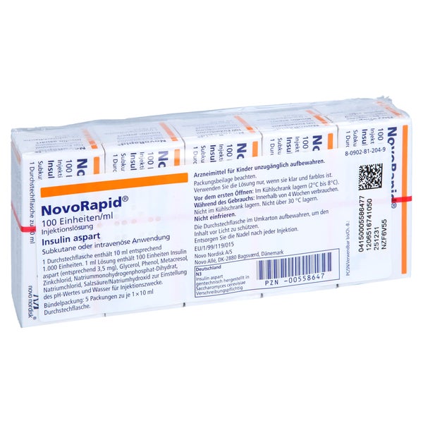 NOVORAPID 100 E/ml Injektionslösung i.e.Dsfl. 5X1X10 ml