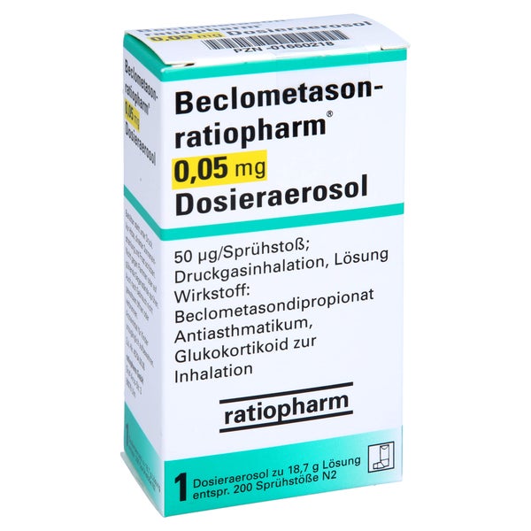 BECLOMETASON-ratiopharm 0,05mg Dosieraer.200 Hub 1 St