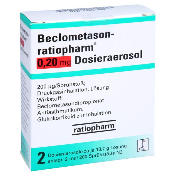 BECLOMETASON-ratiopharm 0,20mg Dosieraer.2x200 Hub 2 St