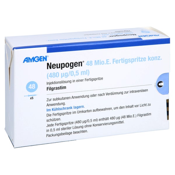 NEUPOGEN 48 Mio.E. Fertigspritz.konz.480 µg/0,5 ml 5 St