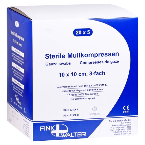 Mullkompressen 10x10 cm steril 8fach 20X5 St