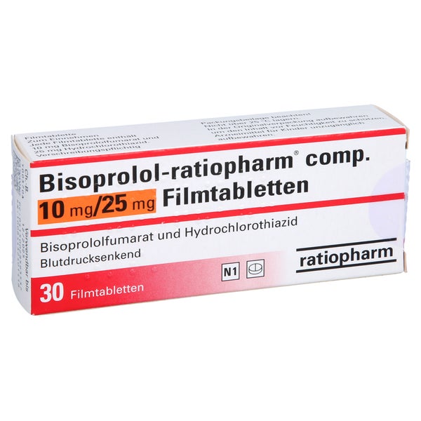 BISOPROLOL-ratiopharm comp.10 mg/25 mg Filmtabl. 30 St