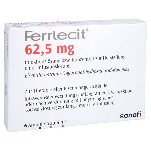 Ferrlecit 62,5 mg Inj.Lsg.bzw.Konz.Her.I 6X5 ml