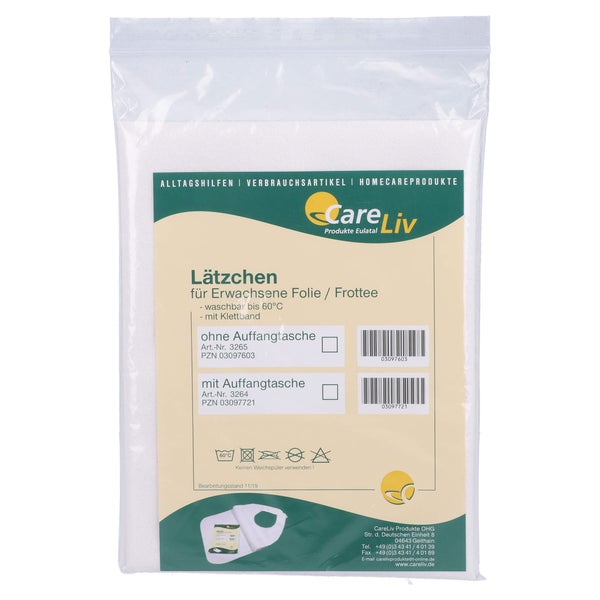 Lätzchen Erw.folie/frottee weiß Auffangt 1 St