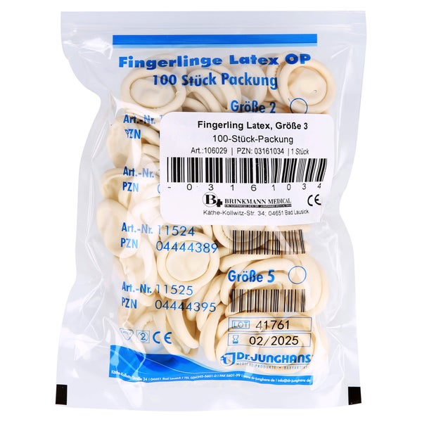Fingerling OP Latex Gr.3 gerollt 100 St