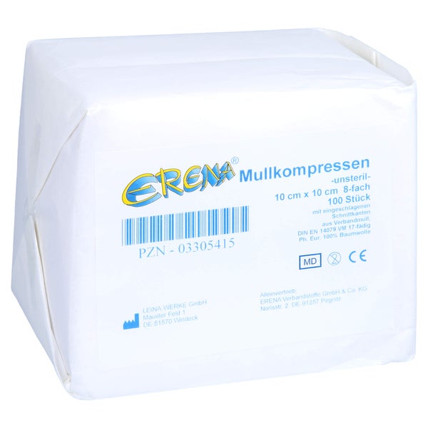 Erena Unsteril Mullkompressen 10x10 cm 8fach 100 St