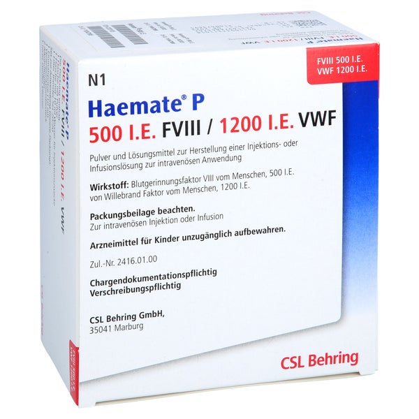 HAEMATE P 500 I.E. Plv.u.LM z.H.e.Inj.-/Inf.-Lsg. 1 St