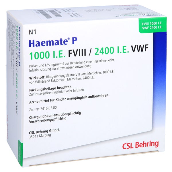 HAEMATE P 1000 I.E. Plv.u.LM z.H.e.Inj.-/Inf.-Lsg. 1 St