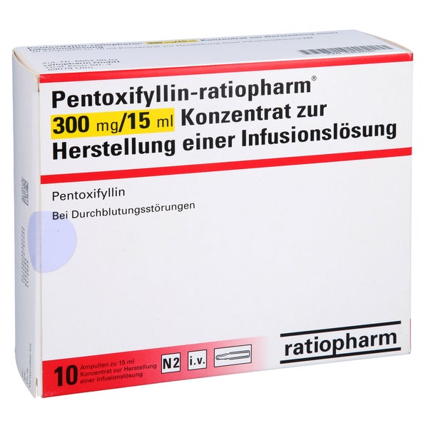 PENTOXIFYLLIN-ratiopharm 300 mg/15 ml K.z.H.Inf.L. 10X15 ml