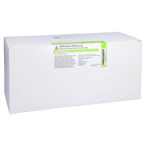 CEFTRIAXON Hikma 2 g Pulver z.Herstell.e.Inf.-Lsg. 10 St