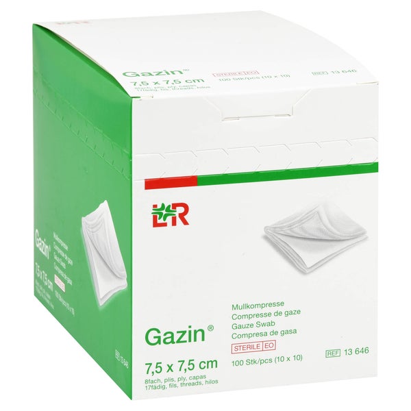 Gazin Mullkomp.7,5x7,5 cm steril 8fach 10X10 St