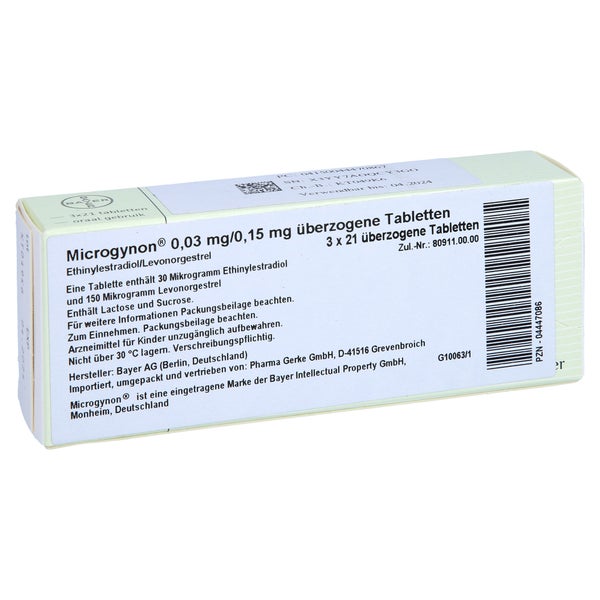 Microgynon 21 Überzogene Tabletten 3X21 St