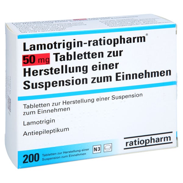 LAMOTRIGIN-ratiopharm 50 mg Tbl.z.H.e.Sus.z.Einn. 200 St