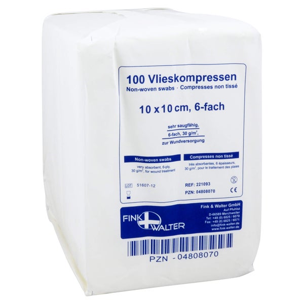 Vlieskompressen Unsteril 10x10 cm 6fach 100 St