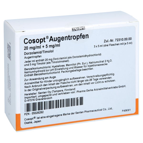 Cosopt 20 Mg/ml + 5 mg/ml Augentropfen 3X5 ml