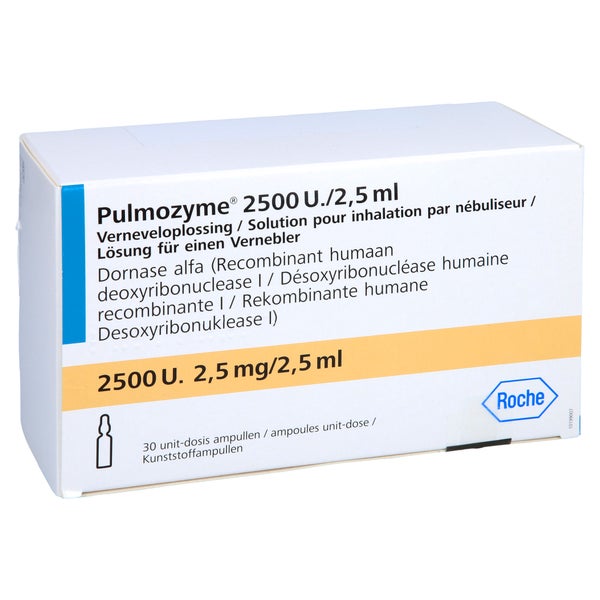 PULMOZYME 2.500 E./2,5 ml Lsg.f.Verneb.Kunsts.Amp. 30 St
