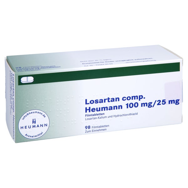 LOSARTAN comp. Heumann 100mg/25mg Filmtabletten 98 St