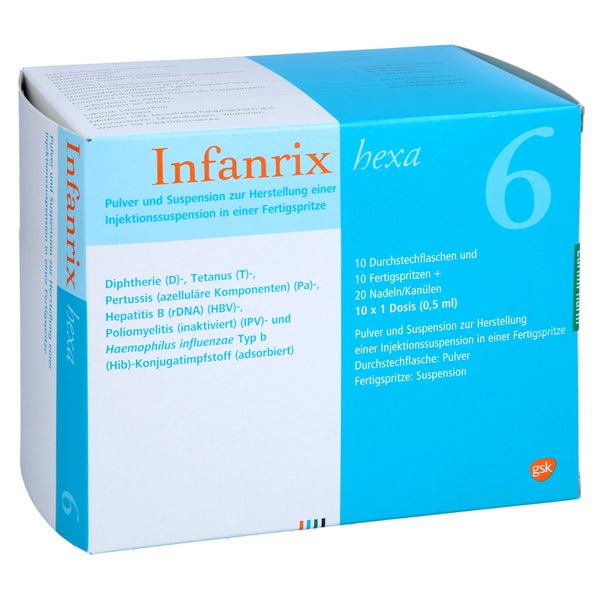 INFANRIX hexa Fertigspr.Plv.u.Susp.z.H.e.Inj.Susp. 10 St