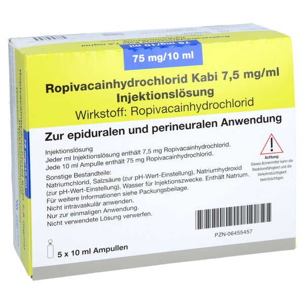 ROPIVACAINHYDROCHLORID Kabi 7,5 mg/ml Inj.-Lsg. 5X10 ml