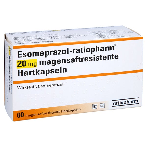 ESOMEPRAZOL-ratiopharm 20 mg magensaftr.Hartkps. 60 St