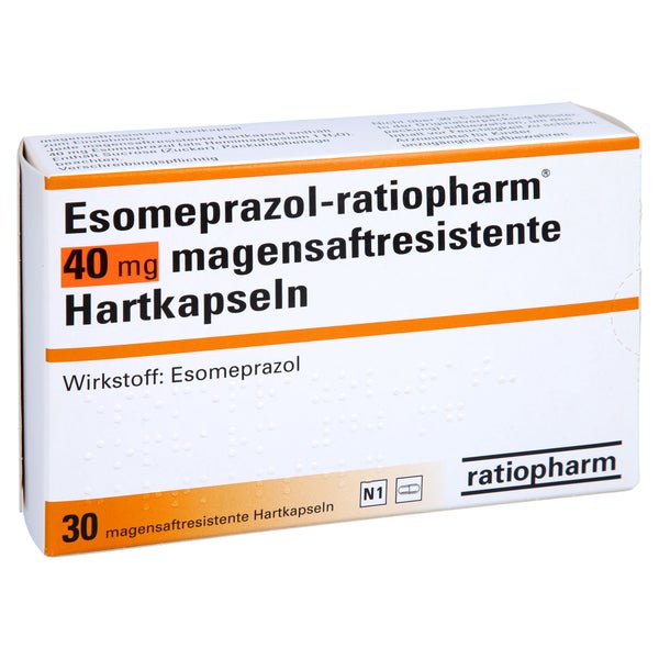 ESOMEPRAZOL-ratiopharm 40 mg magensaftr.Hartkps. 30 St