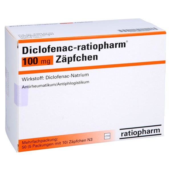 Diclofenac-ratiopharm 100 mg Zäpfchen 50 St