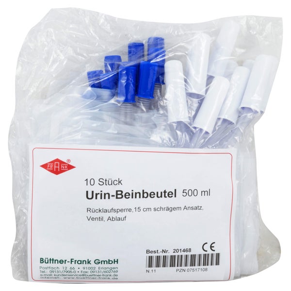 URIN Beinbeutel 500 ml Rückl.Sp.m.Abl.sc 10 St