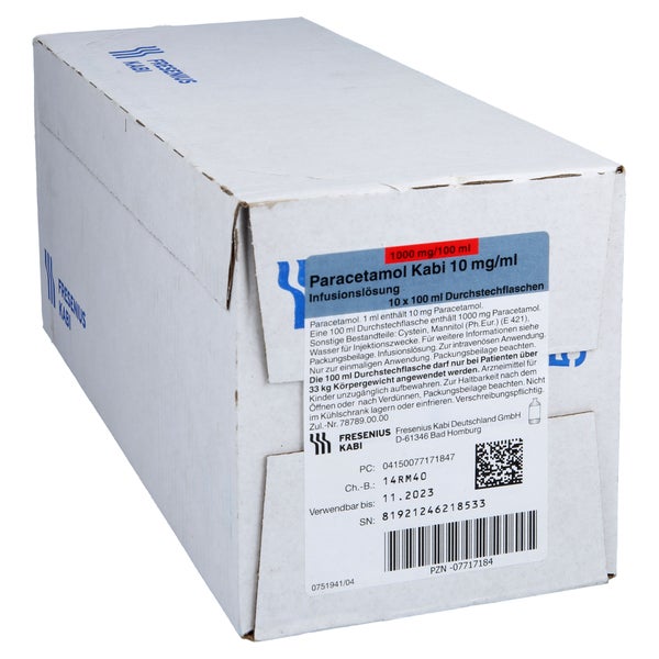 PARACETAMOL Kabi 10 mg/ml 1.000 mg Infusionslsg. 10X100 ml