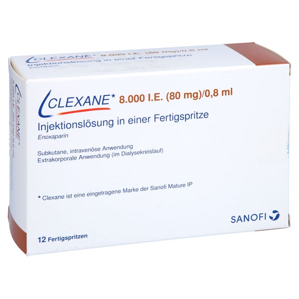 CLEXANE 8.000 I.E. 80mg/0,8ml Inj.-Lsg.i.e.F.-Sp. 12 St