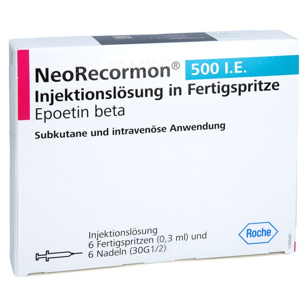 NEORECORMON 500 I.E. Injekt.-Lsg.i.e.Fertigspr. 6 St
