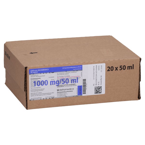 LIDOCAIN DELTAMEDICA 20 mg/ml Inj.-Lsg.Glas-Dsfl. 20X50 ml
