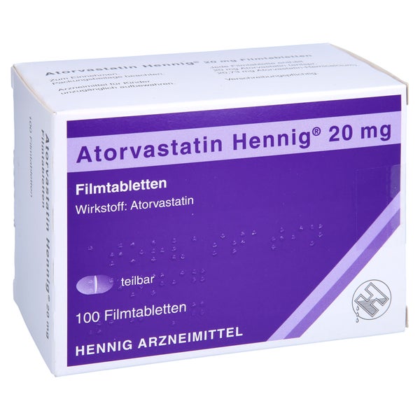 Atorvastatin Hennig 20 mg Filmtabletten 100 St