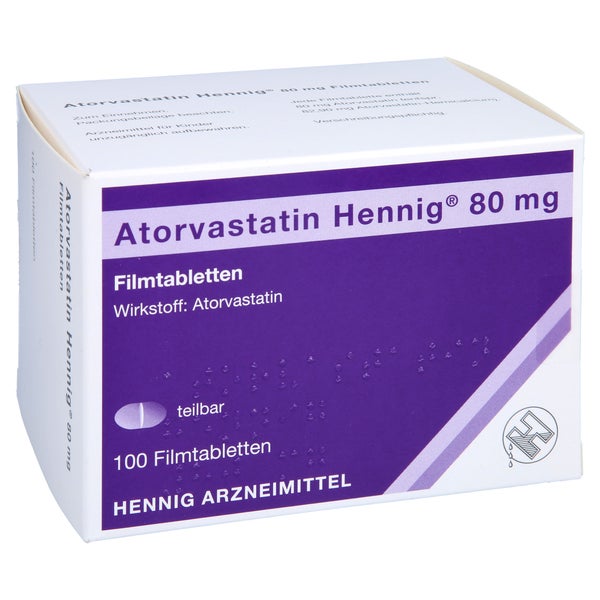 Atorvastatin Hennig 80 mg Filmtabletten 100 St