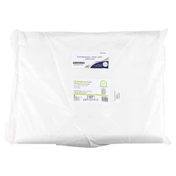 Einmal Schürzen PE 125 cm weiß 100 St