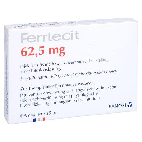 Ferrlecit 62,5 mg Inj.Lsg.bzw.Konz.Her.I 6X5 ml