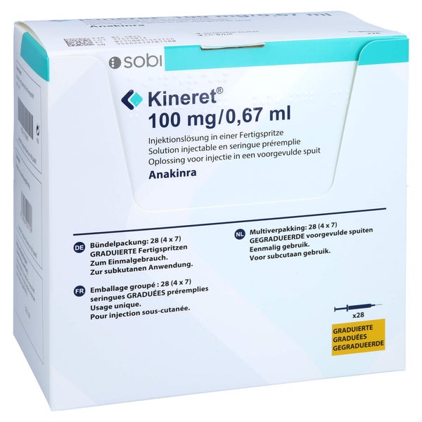 KINERET 100mg/0,67ml Inj.-Lsg.graduiert.Fertigspr. 28 St