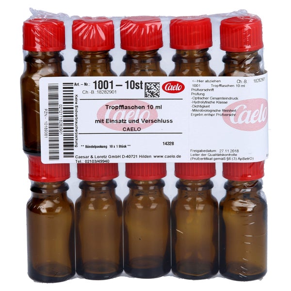 Tropfflasche 10 ml braun m.Einsatz+Versc 10 St