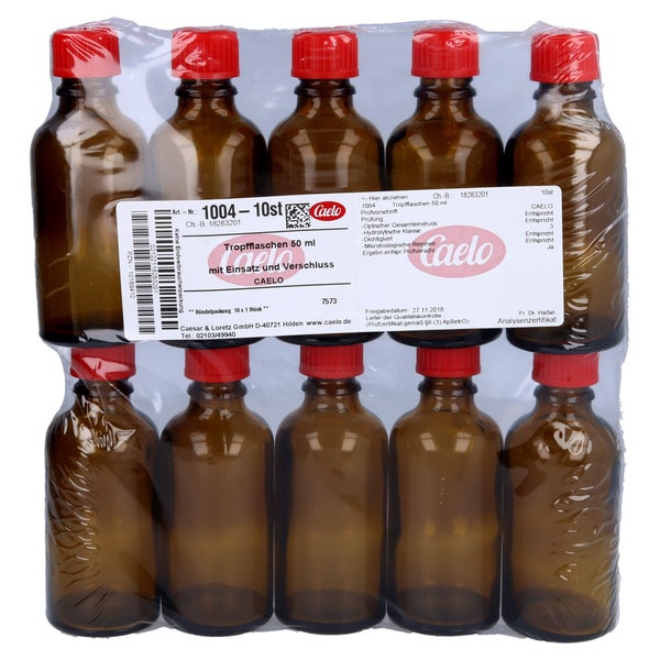Tropfflasche 50 ml braun m.Einsatz+Versc 10 St