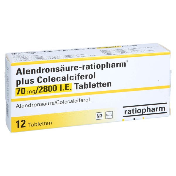 Alendronsäure-ratiipharm plus Colecalciferol 70mg/2800 I.E. 12 St
