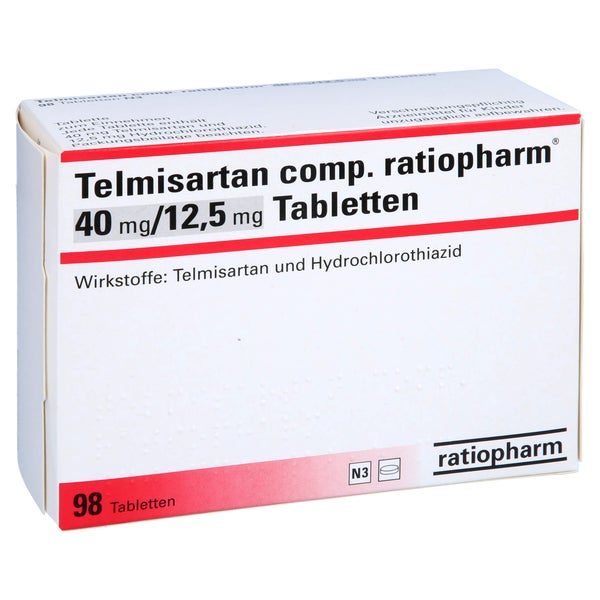 TELMISARTAN comp.ratiopharm 40 mg/12,5 mg Tabl. 98 St
