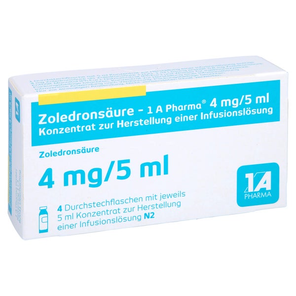 ZOLEDRONSÄURE-1A Pharma 4 mg/5 ml Konz.z.H.Inf.L. 4 St