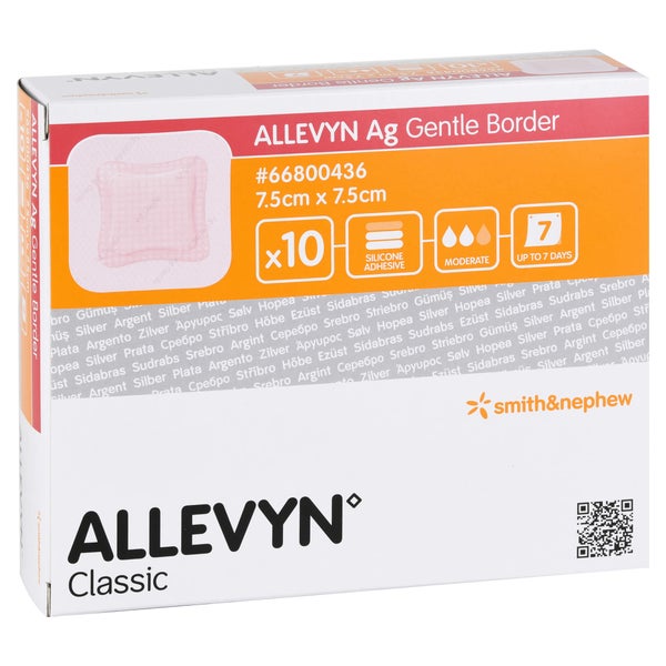 Allevyn Ag Gentle Border 7,5x7,5 cm Wund 10 St