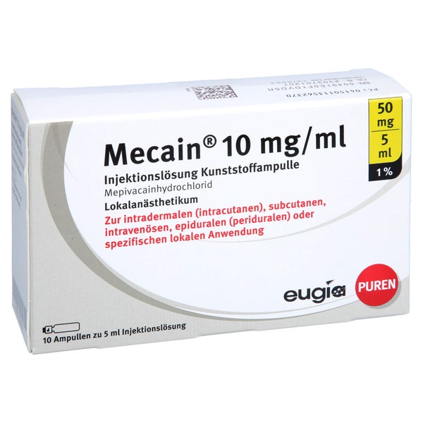 MECAIN 1% 10 mg/ml Inj.L.50mg/5ml Luer-Lock Amp. 10X5 ml