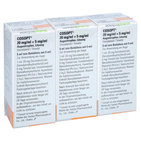 Cosopt 20 Mg/ml + 5 mg/ml Augentropfen 3X5 ml