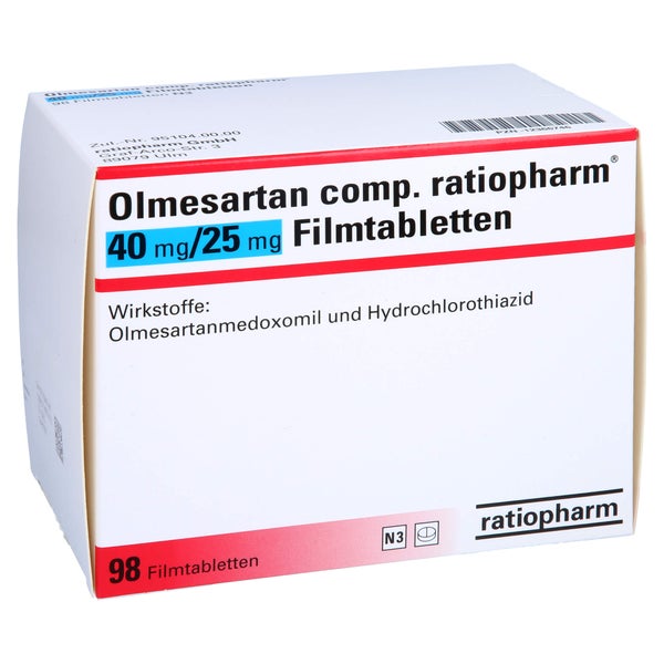 OLMESARTAN comp.ratiopharm 40/25 mg Filmtabletten 98 St